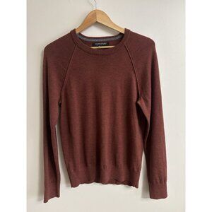 Banana Republic Mens Merino Wool Crew Neck Sweater Rust Orange Red Italian Small